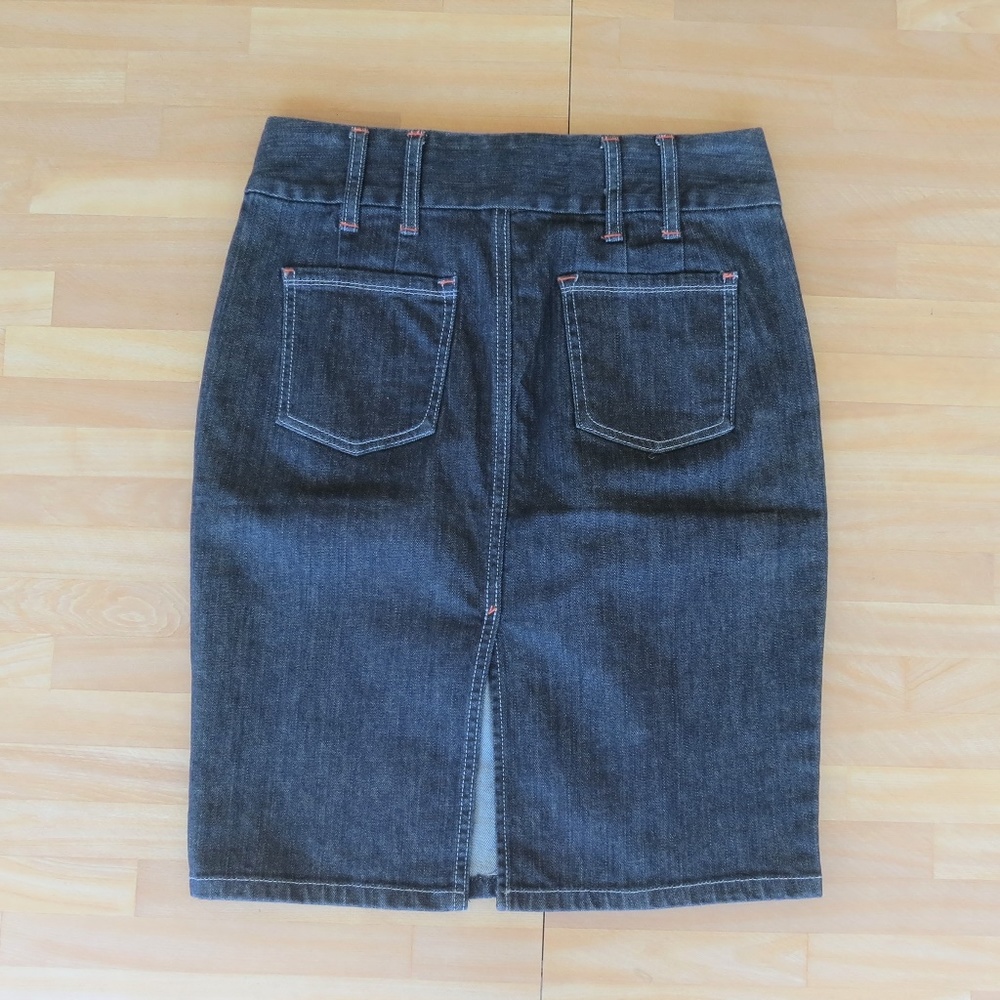 Banana Republic Dark Wash Wide Belt Pencil Skirt 4 - Picture 2 of 2